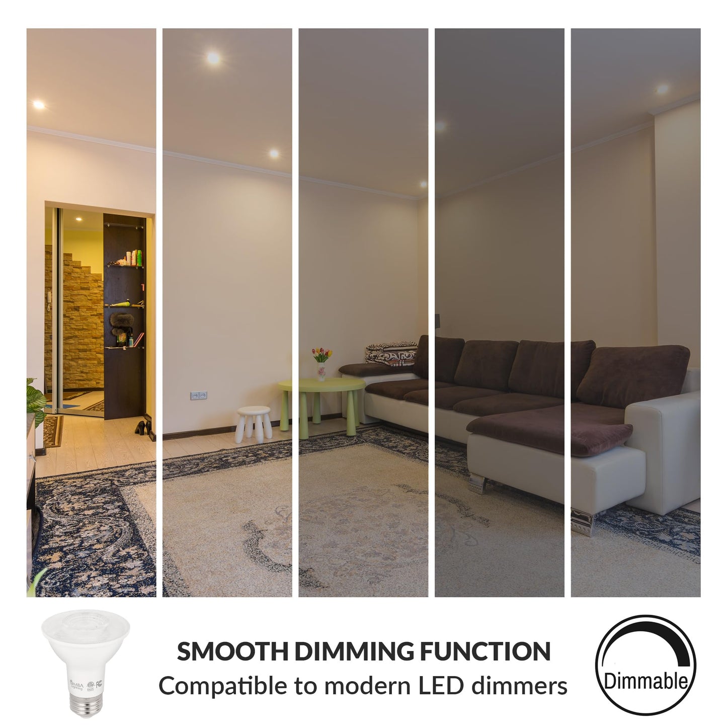 Simba Lighting LED PAR20 6W 120V ETL Listed Light Bulb E26, 3000K, 6 Pack