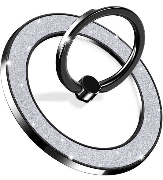 Pikabo Magnetic Phone Ring Holder for MagSafe, Glitter Phone Grip Stand with 360° Rotation Finger Ring Kickstand Compatible with iPhone MagSafe