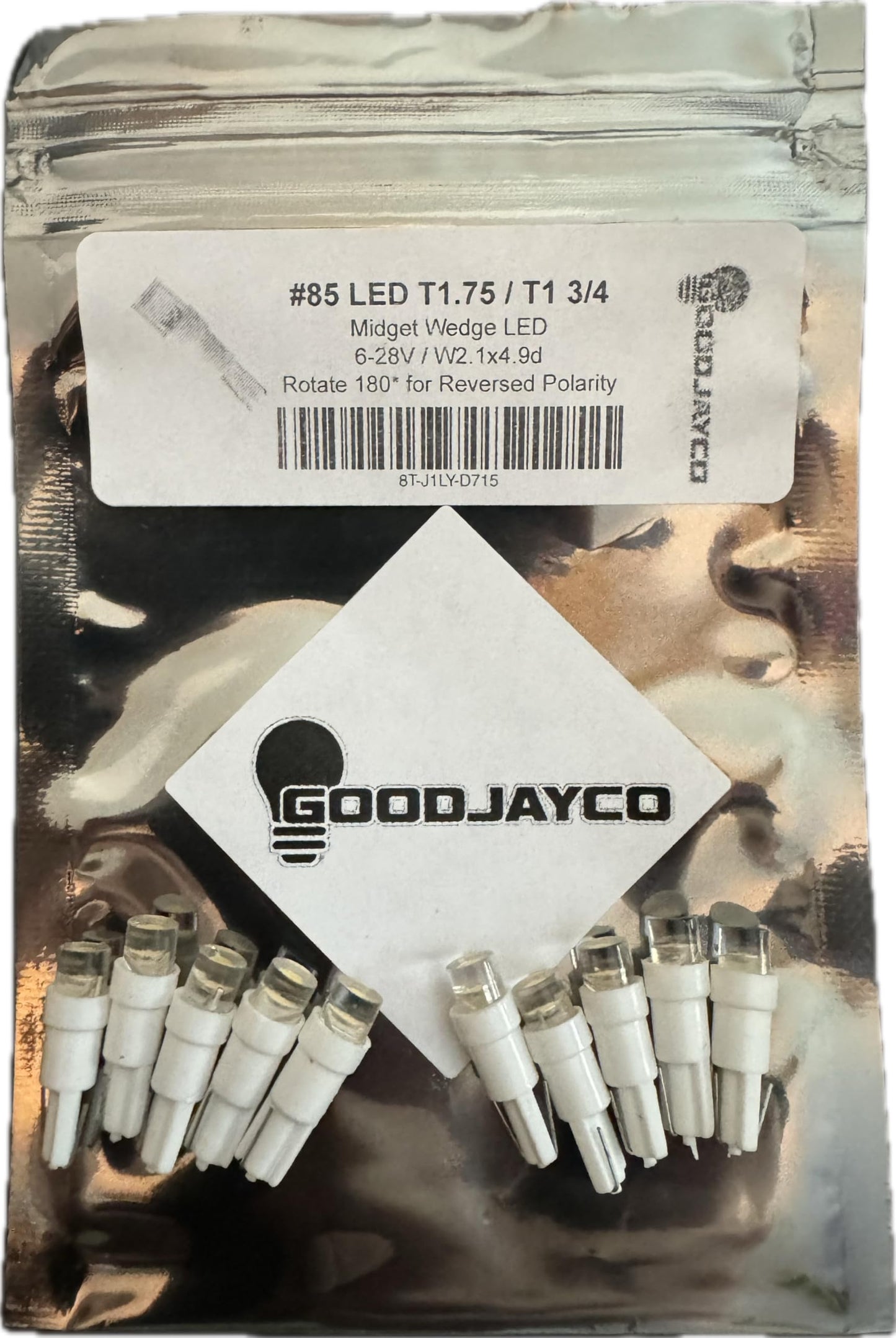 GOODJAYCO (10 Pieces) #85 LED T1.75 / T1 3/4 Midget Wedge Base 6-28V 85 LED White Indicator Light Bulb Replacement for #85 Incandescent T1 3/4