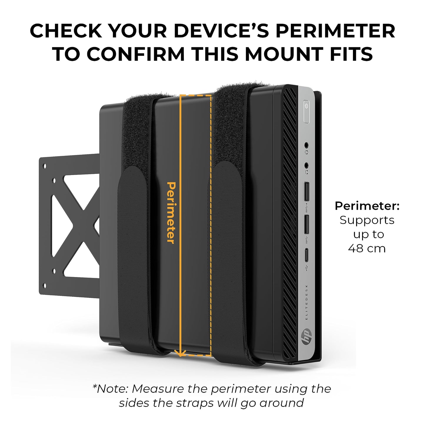 HumanCentric Universal Small Device VESA Mount for VESA Arms, Adjustable Strap Mount for Small Computers and Other Electronic Devices, Mounts On The