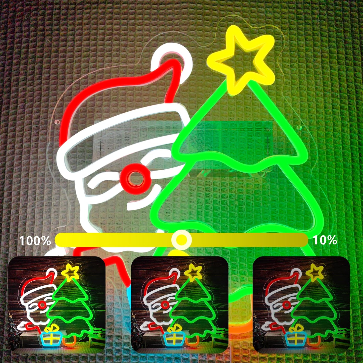Santa Neon Sign Christmas Dimmable Christmas tree neon sign christmas Led Sign for window Light Up Sign for Home Party Bedroom Dining Room Living Room