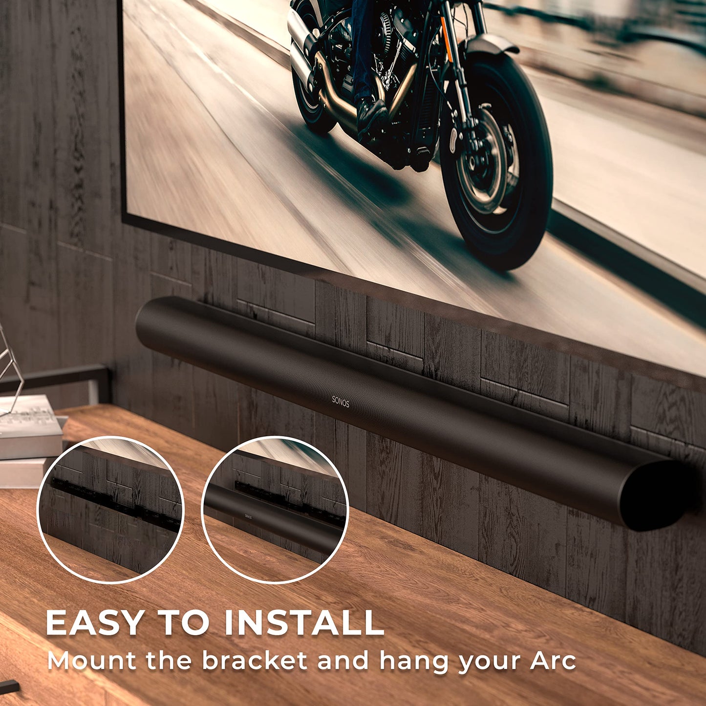 HumanCentric Wall Mount Compatible with Sonos Arc and Sonos Arc Ultra Sound Bar Only (Black), Mount on Wall Under TV, Floating Style, Hidden Design