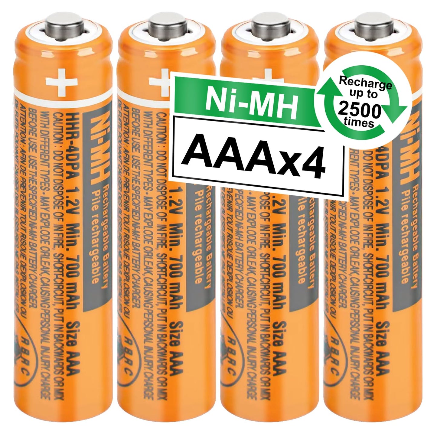 OSIM 4Pack HHR-4DPA NI-MH AAA Rechargeable Batteries 1.2V 700mah AAA NiMH Rechargeable Batteries for Cordless Phones, Remote Controls, Electronics