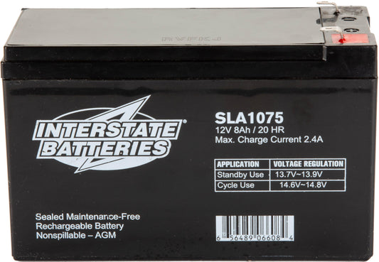 Interstate Batteries 12V 8Ah Battery (SLA1075) Sealed Lead Acid Rechargeable SLA AGM (F1 Terminal) Wireless Internet UPS Systems, FIOS, SP12-7
