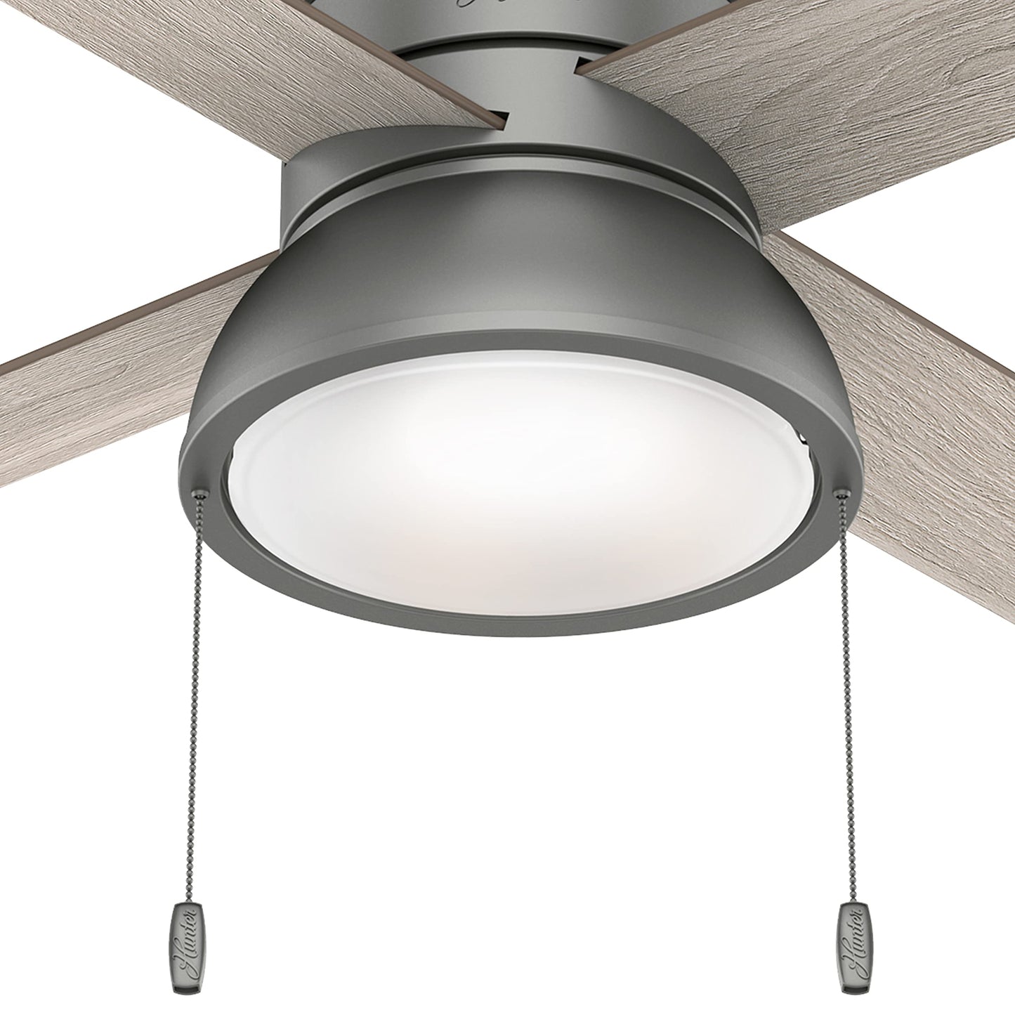 Hunter Fan 52 inch Contemporary Matte Silver Finish Indoor Ceiling Fan with LED Light Kit and Pull Chain (Renewed)