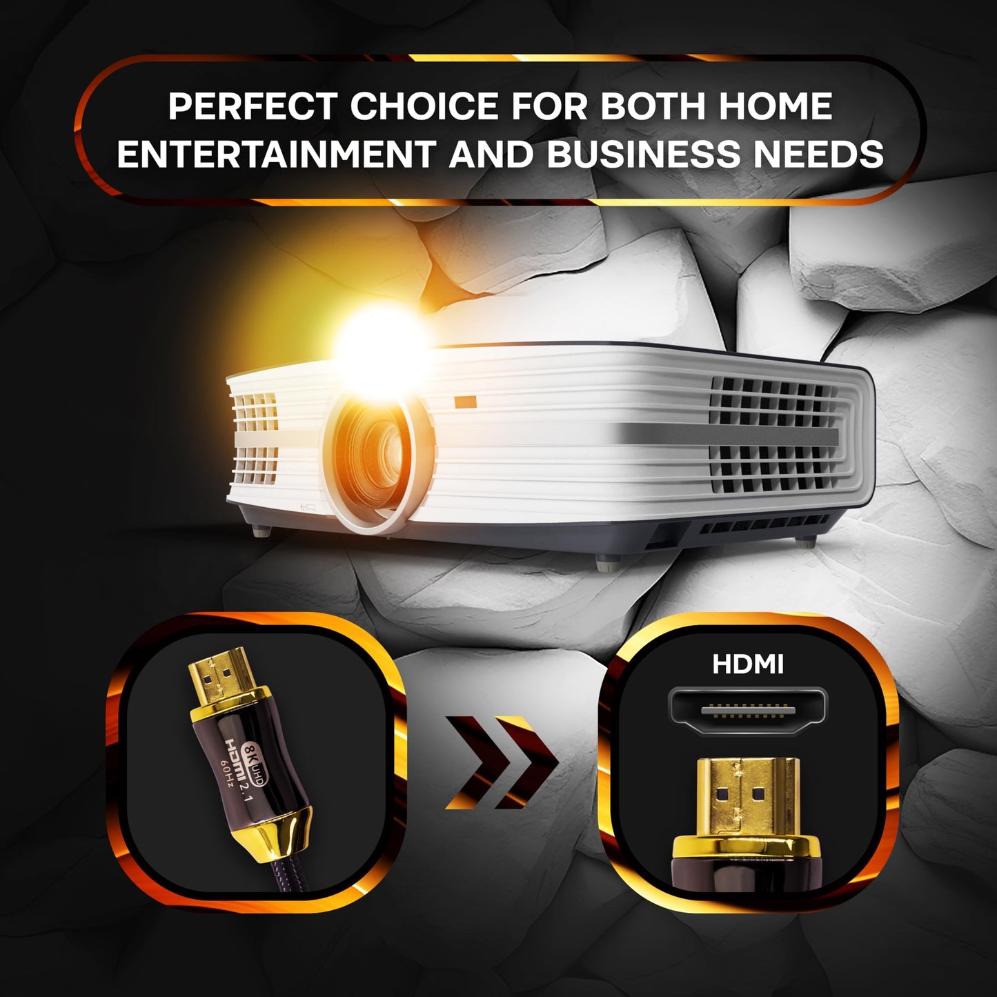 SatelliteSale Digital Ultra High-Speed HDMI 2.1 Cable 4K/120Hz 8K/60Hz 48Gbps Universal Wire Black Cotton Cord 3 feet