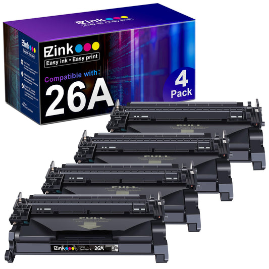 E-Z Ink 26A Black LaserJet Toner Cartridge 4 Pack Compatible Replacement for HP 26A CF226A 26X CF226X Toner use with HP LaserJet Pro M402n M402dn