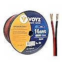 VOYZ 14 AWG Speaker Wire Cable with Flex Oxygen Free Black/RED PVC Sheathing - Ideal for Solar Panels, Home Theater Speakers and Car Speakers