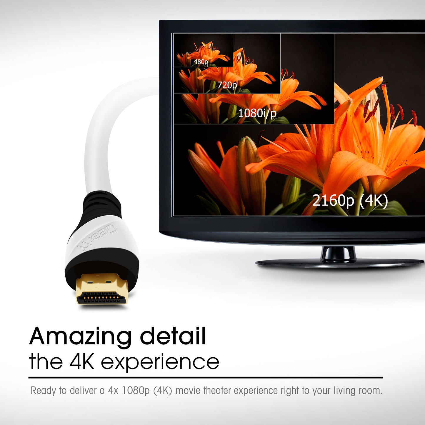 10 Ft HDMI Cable, GearIT 10-Pack Pro Series HDMI 2.0 Cable 10 Feet High Speed Ethernet Support 4K 60Hz / 1440P 144hz Resolution in 3D Video and 3D