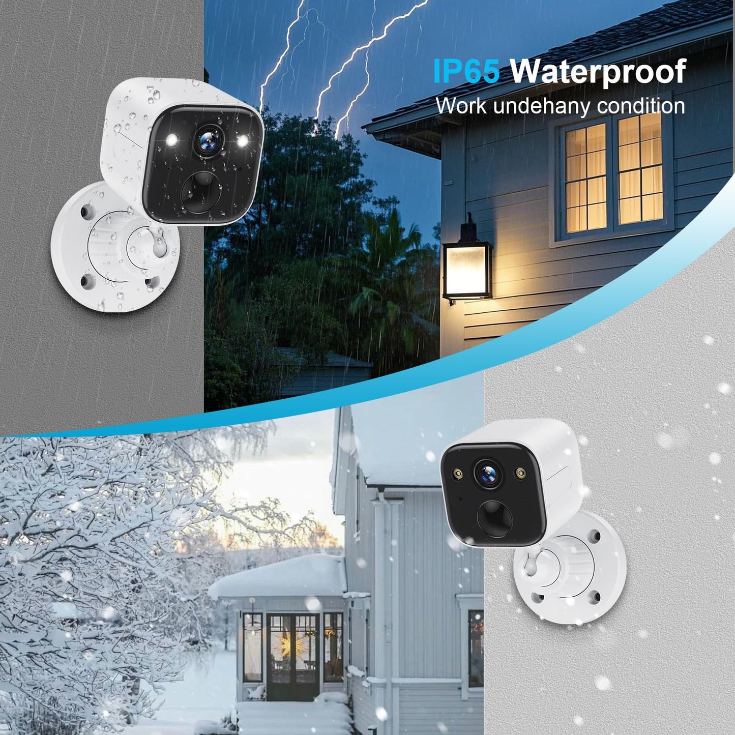 SUJTKZL Security Cameras Wireless Outdoor, Battery Powered WiFi Camera for Home Security, 2K Color Night Vision, AI Motion Detection, IP65 Waterproof