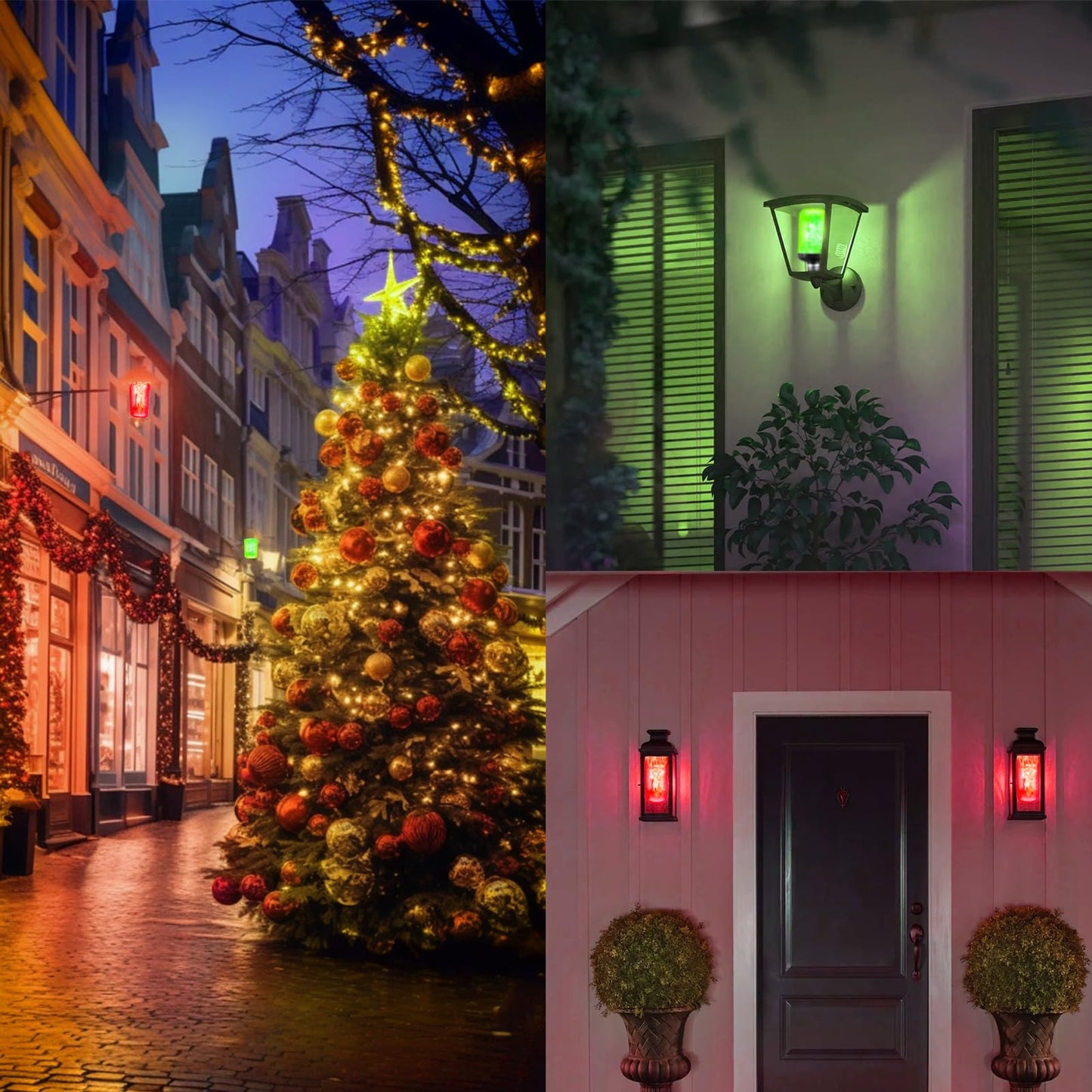 JAHEKS Red Green Flame Light Bulbs, Flickering Light Bulb with 4 Modes Upside Down Effect, 5W E26 Base LED Fire Lights for Christmas Halloween, Indoor