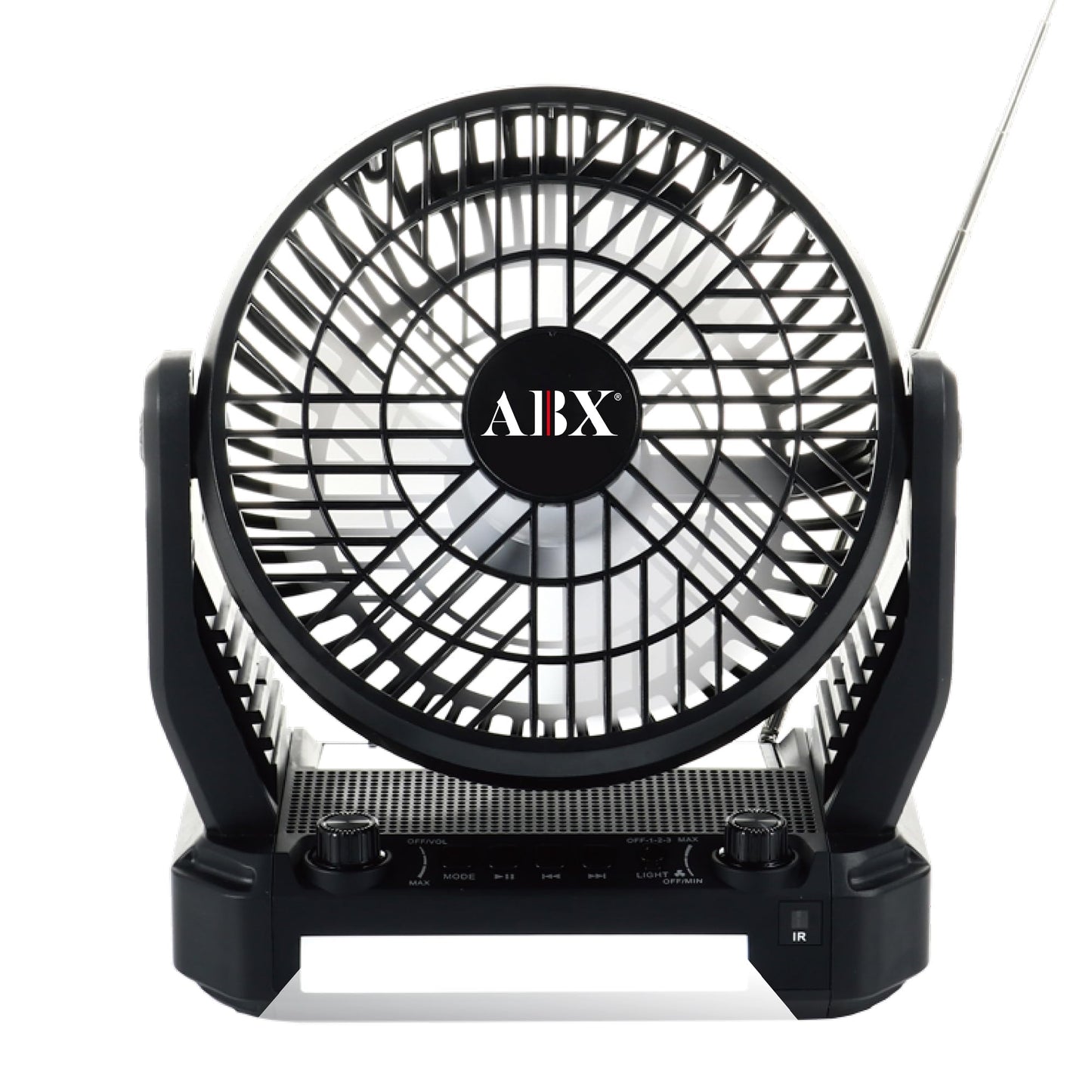 Audiobox Portable Solar Fan with Bluetooth Speaker, FM Radio, LED Light