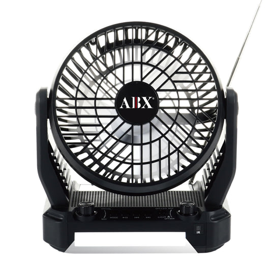 Audiobox Portable Solar Fan with Bluetooth Speaker, FM Radio, LED Light