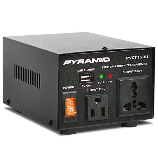 Pyle Step Up and Down Converter - 50 Watt Voltage Converter Transformer w/USB Charging Port, EU Power Adapter, AC Power Supply Cable 110V-240V…