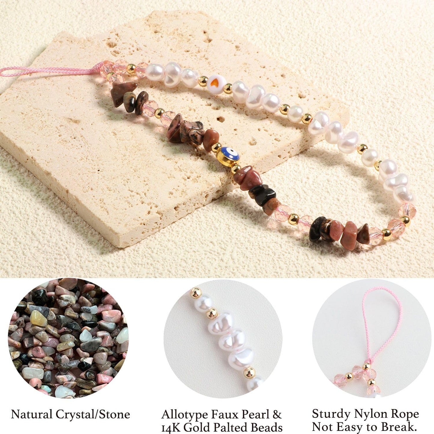 SKIRIFLA Evil Eye Phone Charm Strap, Evil Eye Phone Lanyard Crystal Strap, Cute Beaded Charm Aesthetic,Beaded Chain Preppy Charms Kawaii Keychain -21