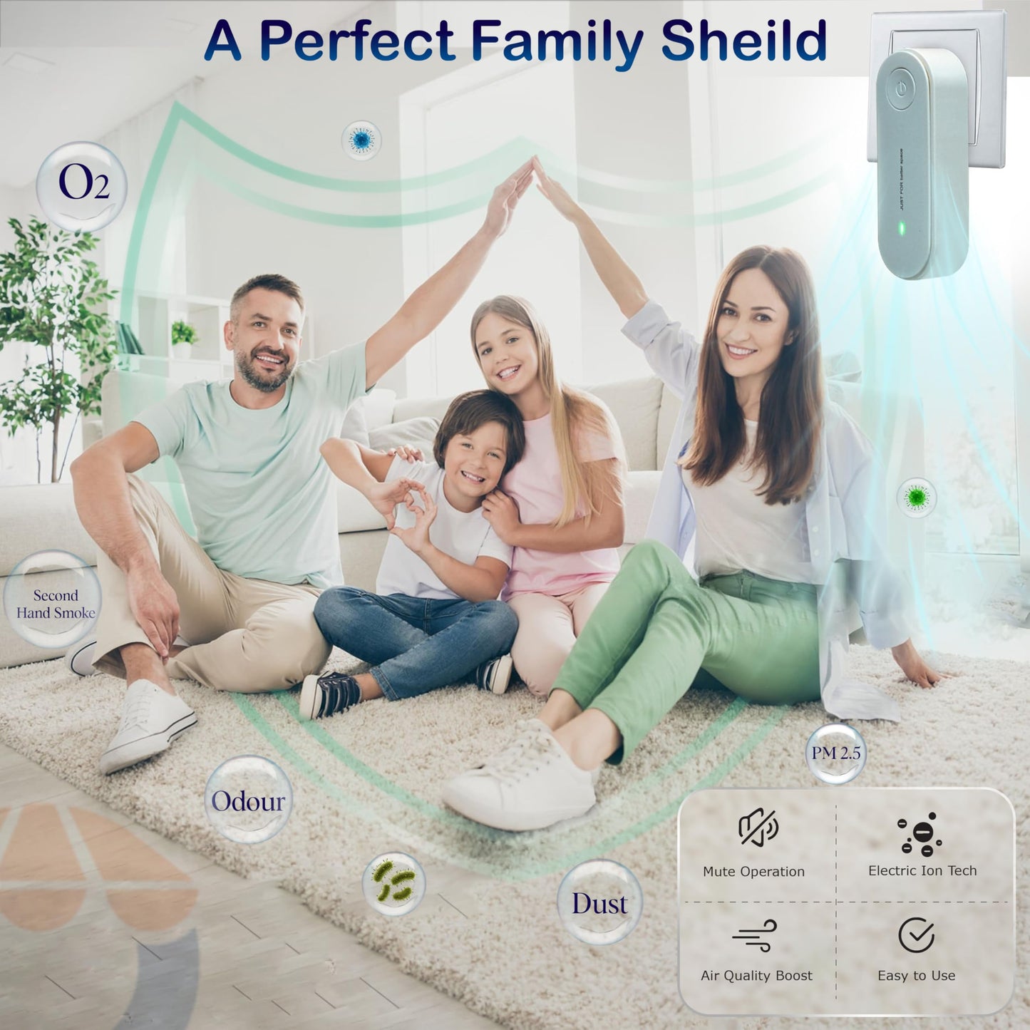 OWKAR Plug In Air Purifier Set, Filterless Ionizer with Quiet 360° Coverage, Compact Fresh Air Device for Bedroom, Bathroom, Closet, Pet Area, Office