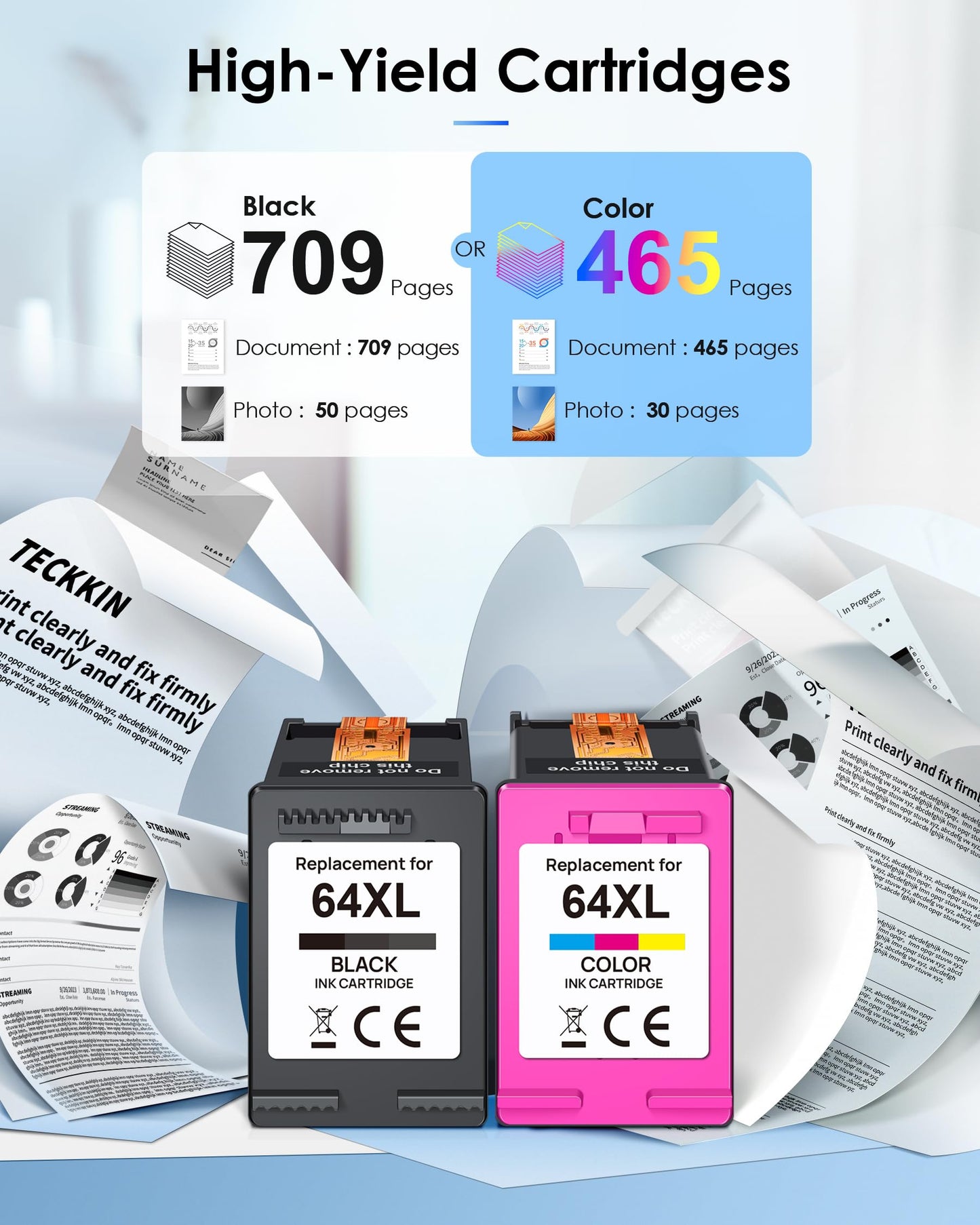 64XL Ink Cartridges Black/Color Combo Pack Replacement for HP Ink 64 for HP 64 Ink 64XL Work with HP Envy Photo 7855 7858 7155 7120 6252 6255 6258