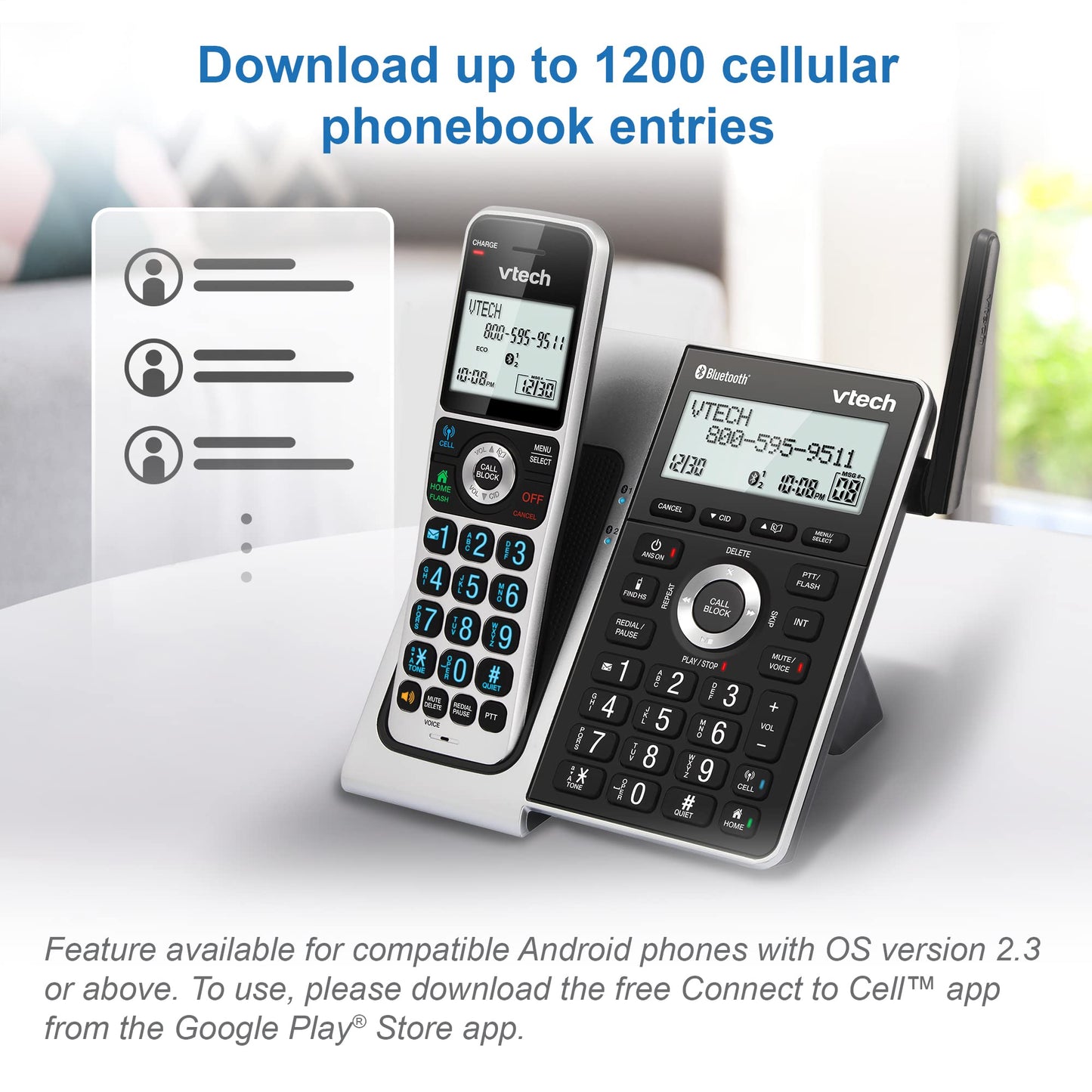 VTech VS306-3 DECT 6.0 3 Handsets Cordless Home Phone with Bluetooth, Answering System, Smart Call Blocker, Caller ID Announce, Backlit Display