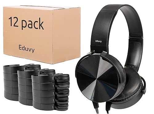 Eduvy Bulk Headphones for Classroom, 12 Pack Durable Wired School Headphones for Students. Teacher Must Haves Supplies from Elementary to College…