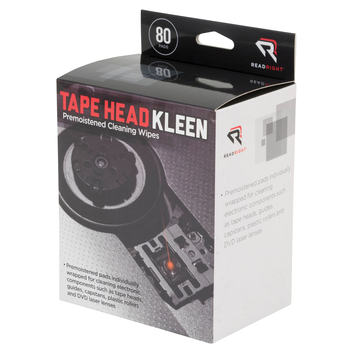 Read Right Tape Head Kleen Cleaning Pads, 80 Pads per Box (RR1301)