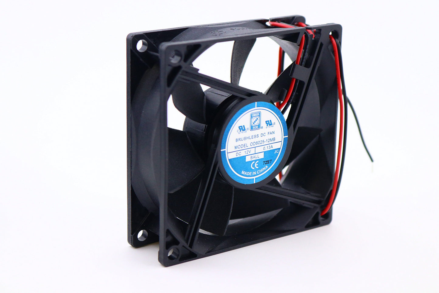 Orion Fans OD8025-12MB | 12 VDC | 0.13A | 80x80x25mm | 31CFM | 28dBA | 0.96W | 2500 RPM | Wire Leads | Crosses with AFB0812M (Delta), CR0812MB-A70GL
