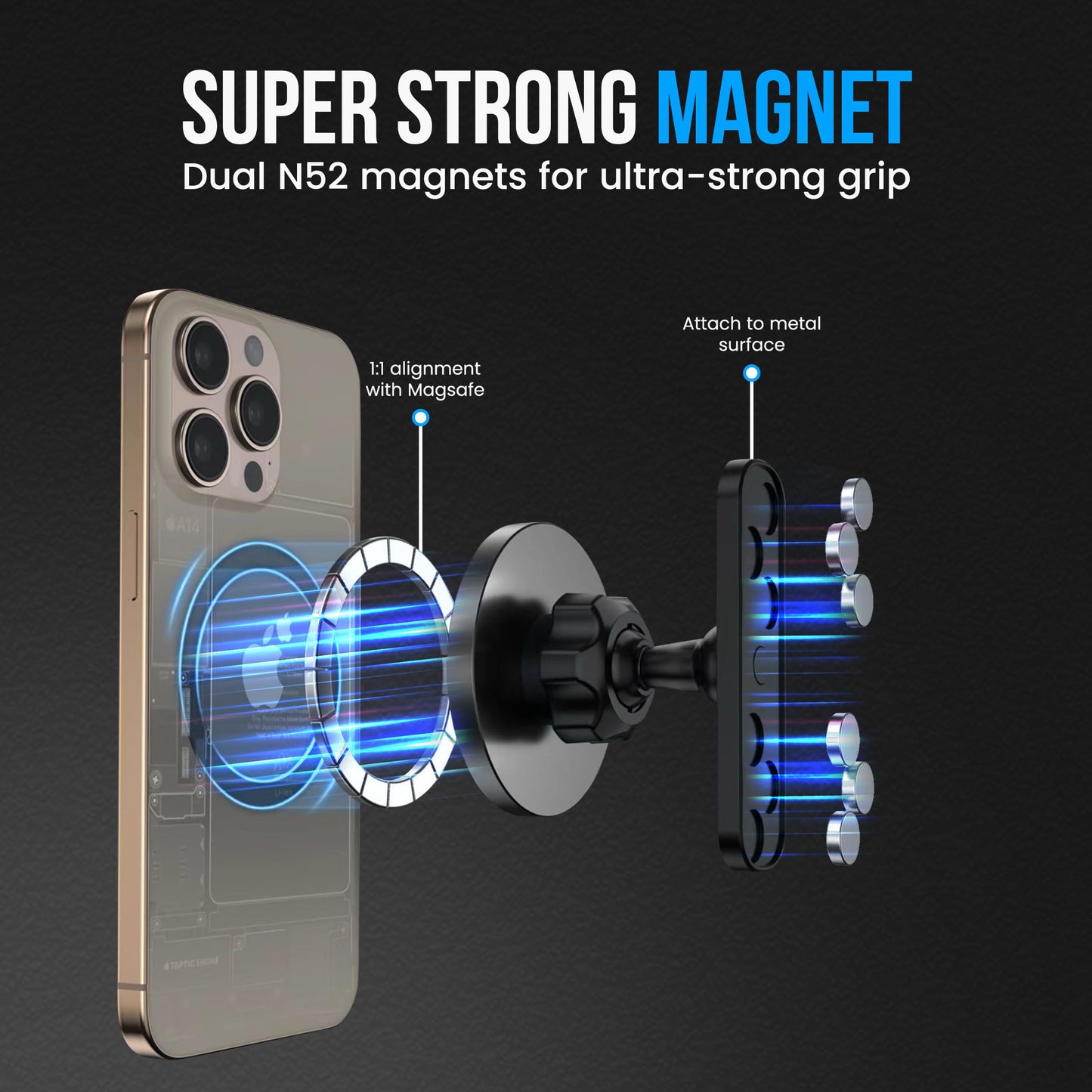 BARENDA Magnetic Phone Holder for Gym with Dual-Sided N52 Super Magnets, Strong Magnetic Phone Mount for All Phones, Attaches to Metal Surfaces