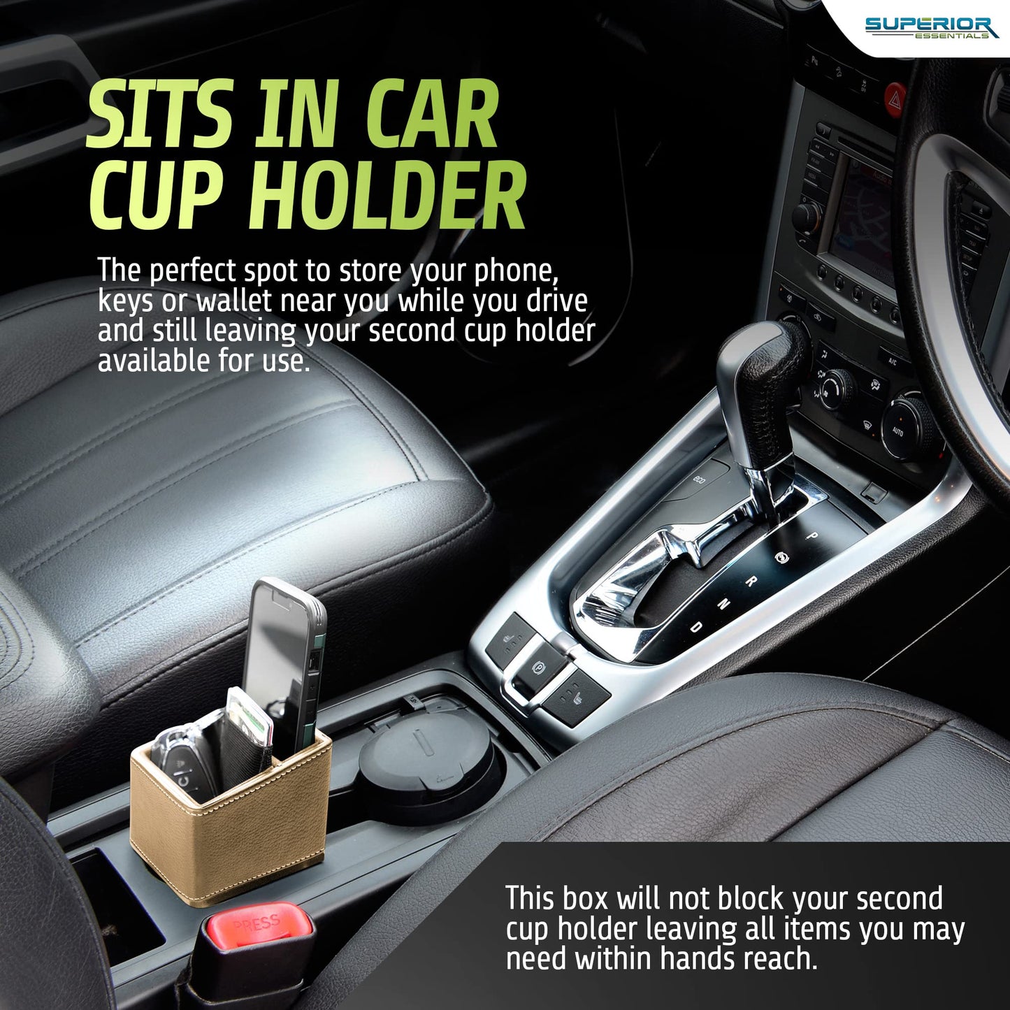 Superior Essentials Car Phone Mount & Key Storage Expander - Universal Size Phone Holder for Car - Elegant Design with Easy Installation - Effortless