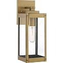 Quoizel Westover Modern Wall Sconce, 14.25 Inch Antique Brass 1-Light Outdoor Light Fixture, Clear Seeded Glass Wall Lantern, 100 W, Industrial Design