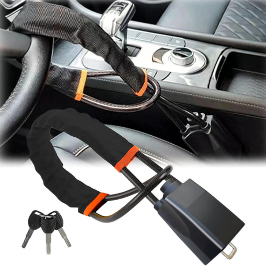 WASYDY Car Steering Wheel Seat Belt Lock,2026 Upgraded High Strength Thickened Steel Cable Universal Anti Theft Device,Compact Lightweight Car