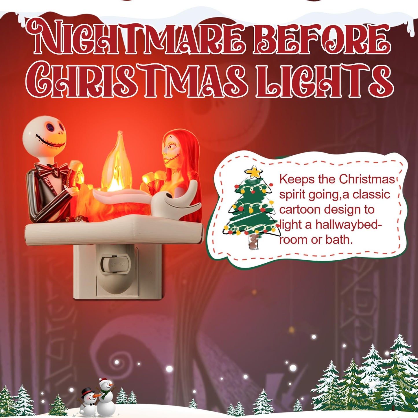Nightmare Be Christmas Campfire Night Light,Nightmare Christmas Lights Plug in to Wall Resin Vintage,Christmas Eve Night Light Gifts Festive Ambiance
