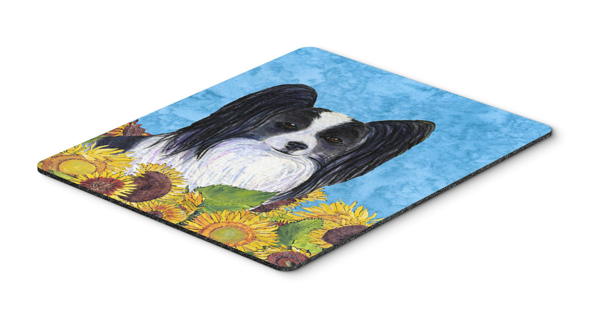 Caroline's Treasures SS4138MP Papillon in Summer Flowers Mouse Pad, Hot Pad or Trivet for Home Office Gaming Working Computers Laptop Mouse