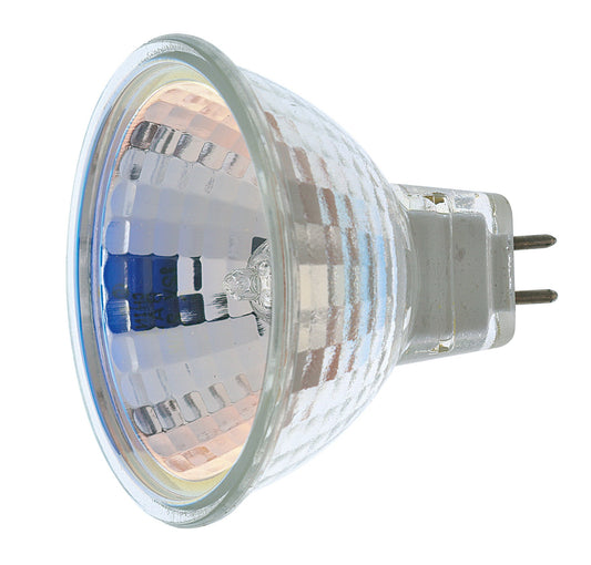 Satco S1956 20 Watt MR16 Halogen GX5.3 Base 12 Volt Clear FL 36 Beam Pattern No Harmful Ultraviolet Rays Light Bulb, No Lens, White