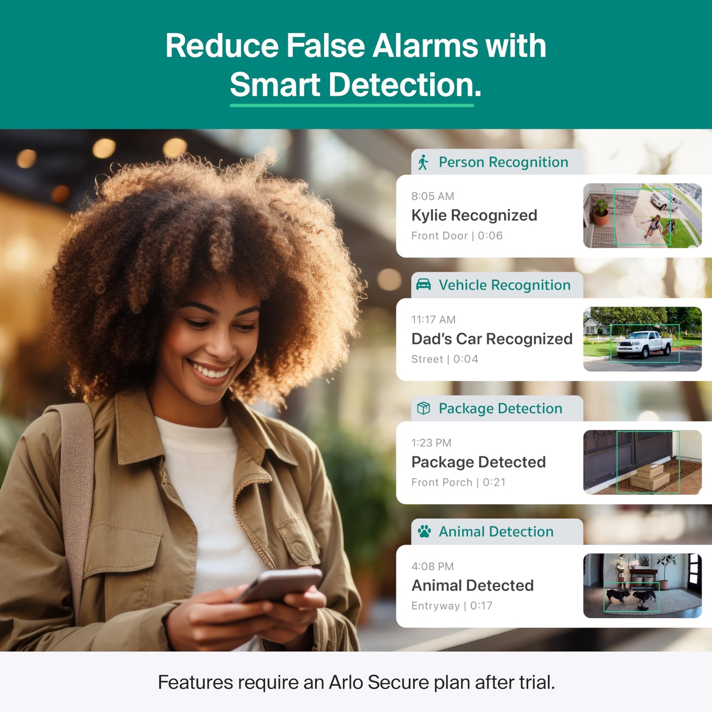 Arlo Essential Pan Tilt Security Camera 2K - Wired Plug-in Power Outdoor Camera, Person Recognition, Package Detection, Animated Preview, 1-Month