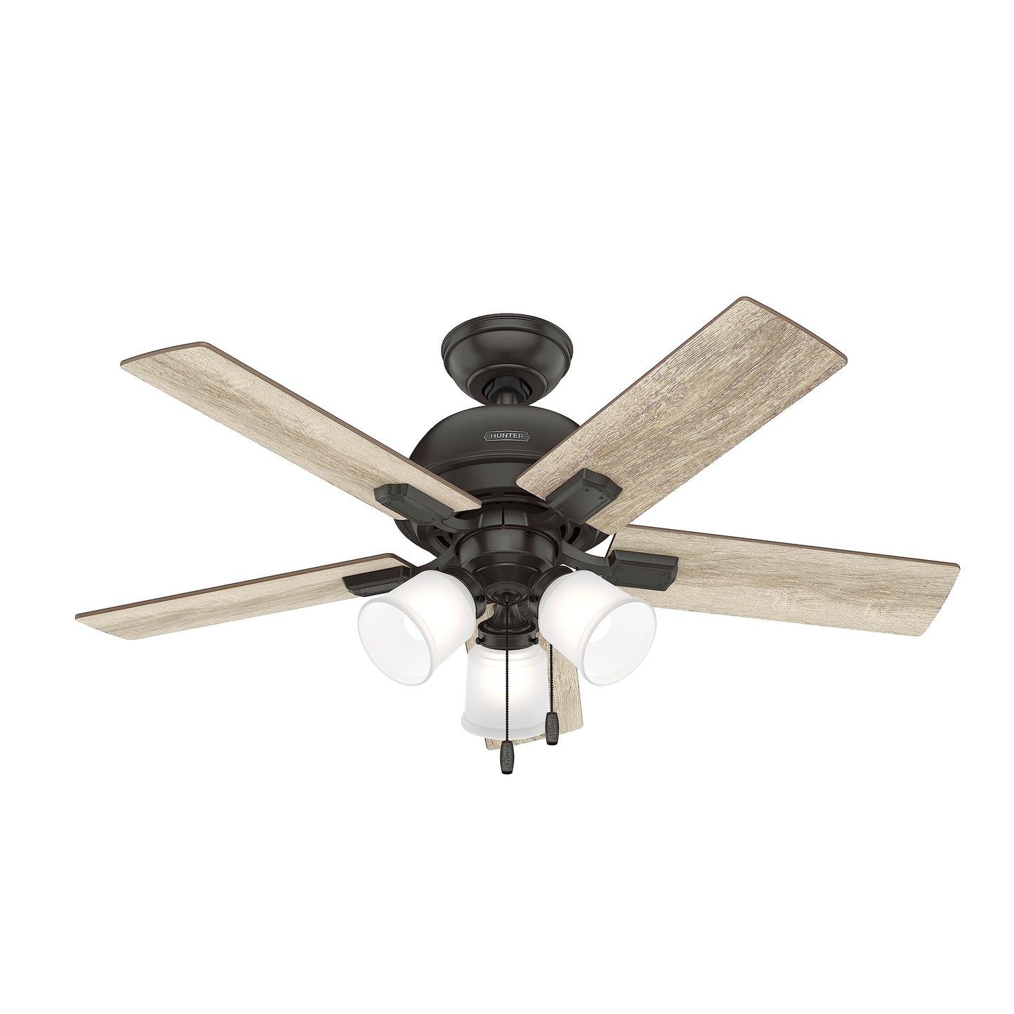Hunter Fan 44 inch Traditional Noble Bronze Finish Indoor Ceiling Fan with LED Light Kit and Pull Chain (Renewed)