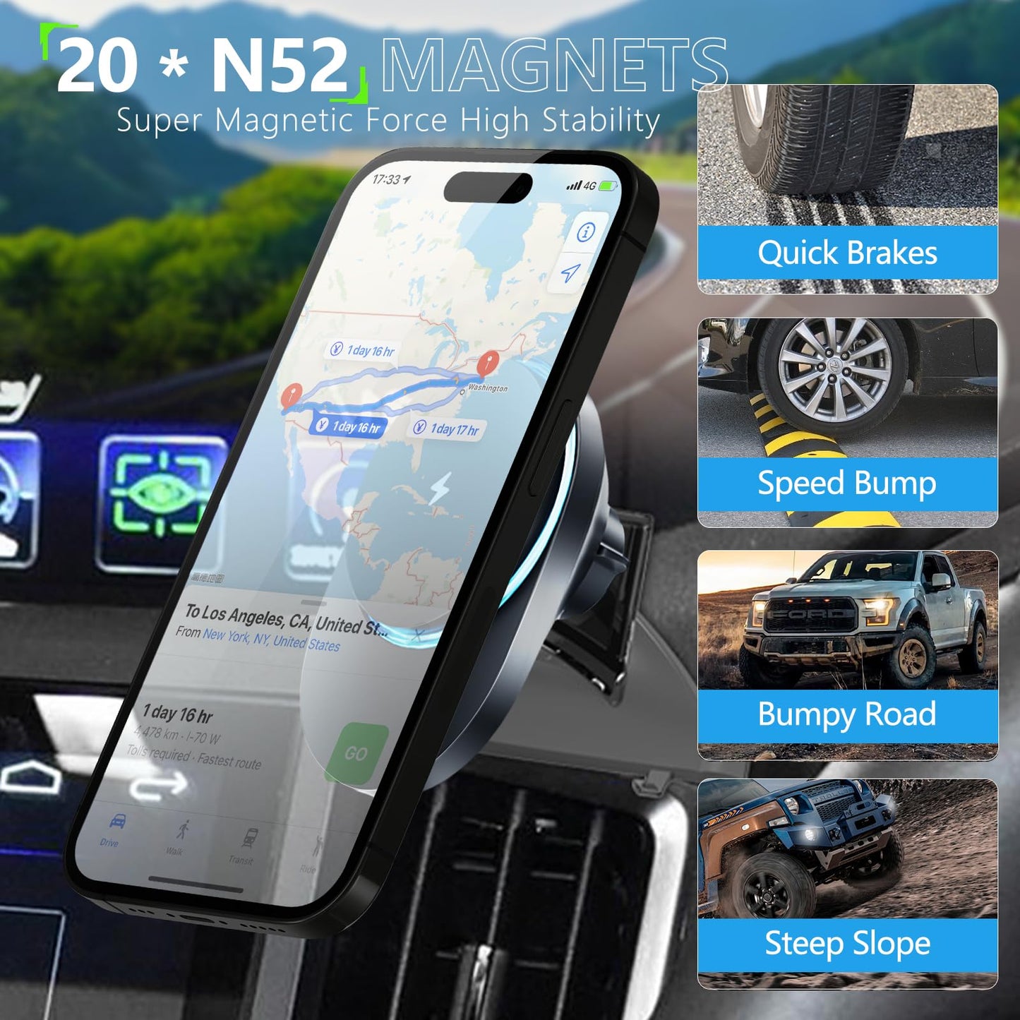 CLEC for Subaru Forester 2026-2019 Magnetic Wireless Car Charger Phone Holder Mount Custom Fit for Subaru Forester 2019-2025 15W Fast Charging Car