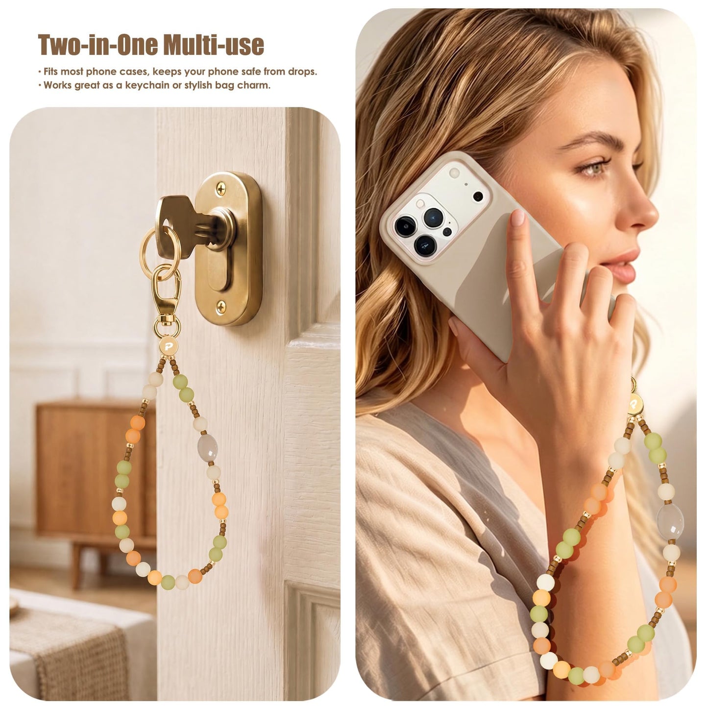 Penekin Food-Grade Silicone Phone Charm with Metal Tether Tab/Mushroom/Heart/Macaron Beaded Phone Lanyard with Strong String for Phones, Cameras