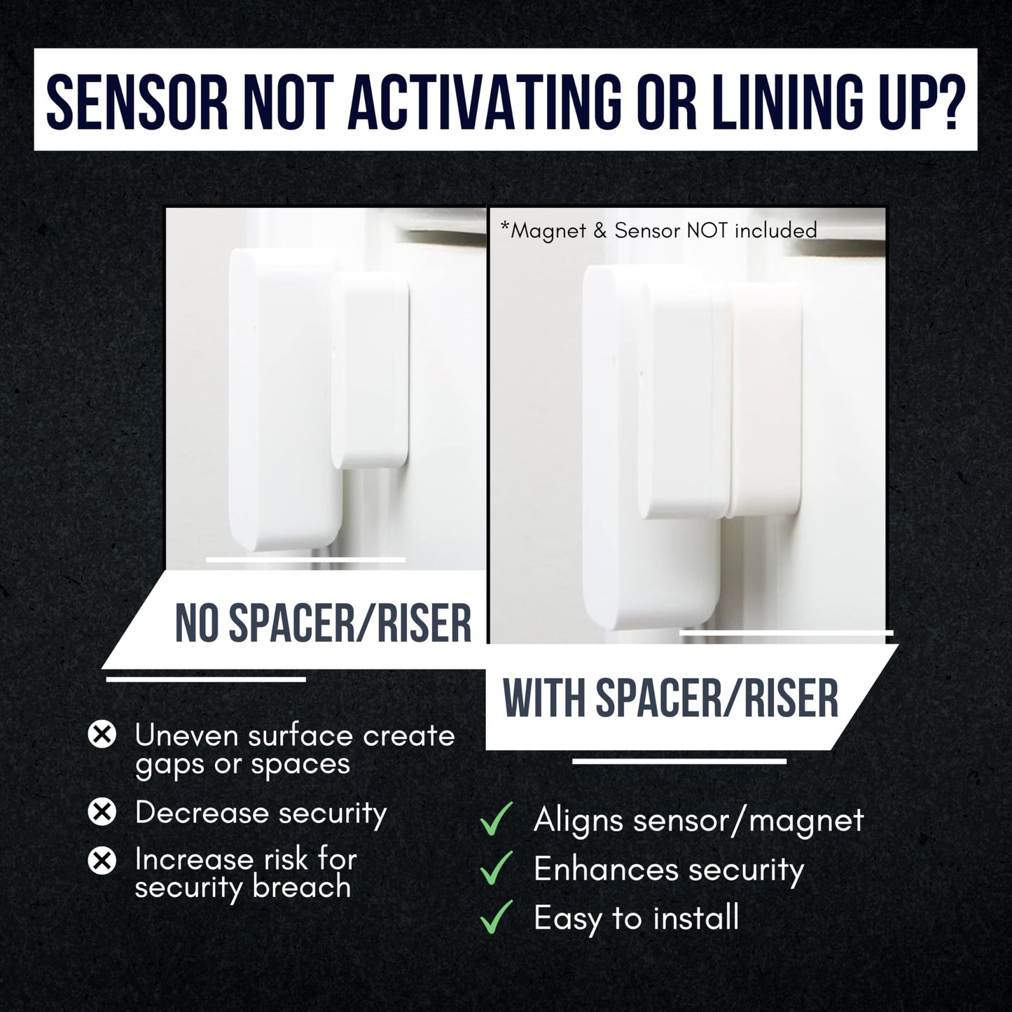 Magnet Riser Compatible with ADT | Contact Spacers with 3M Adhesive | DIY Wireless Home Security Accessories - Device/Magnet Not Included (1/4 inch)