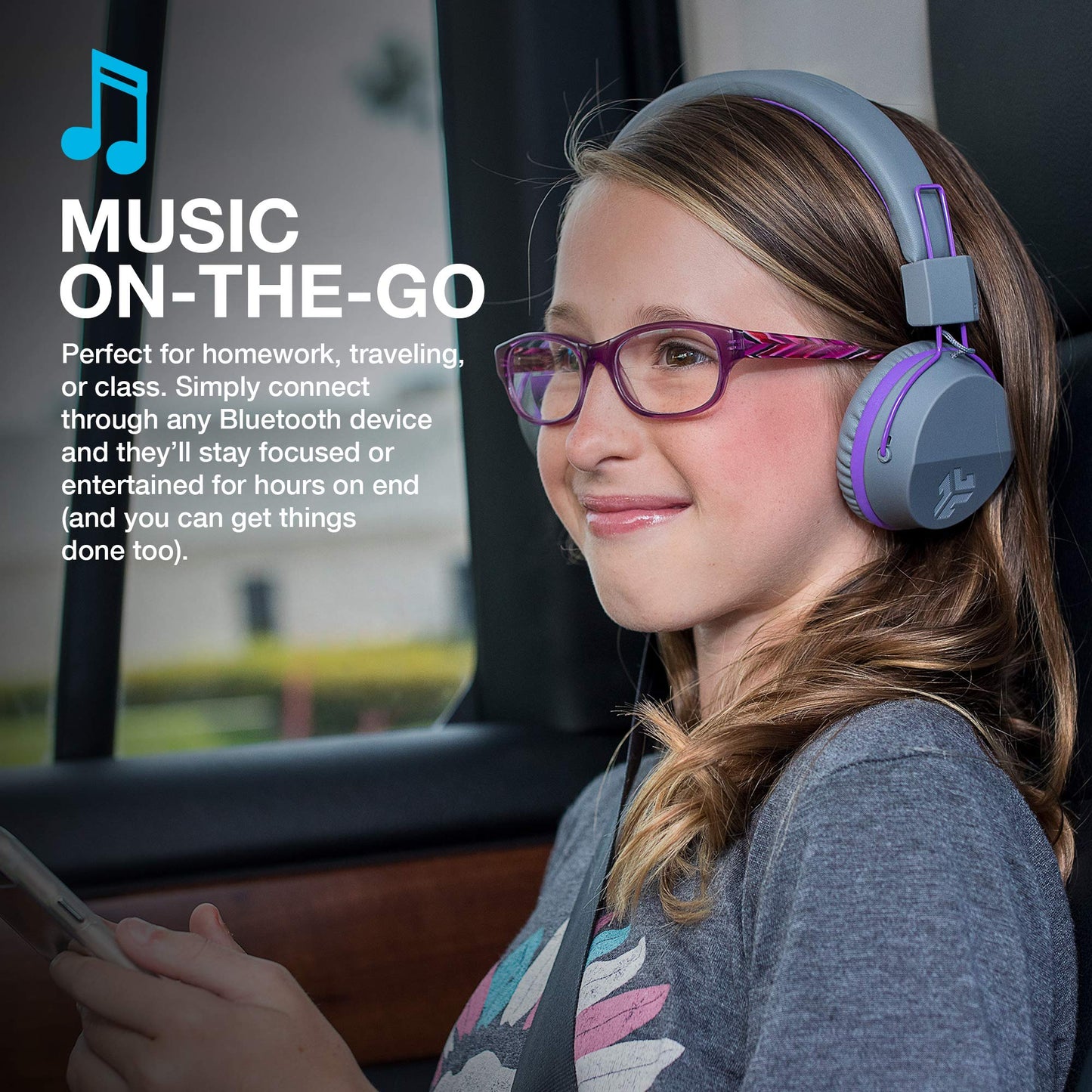 JLab Audio JBuddies Studio Bluetooth On-Ear Kids Headphones, 13 Hour Battery Life, Studio Volume Safe, Volume Limiter, Folding, Adjustable, Noise…