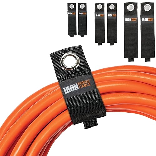 Iron Forge Cable Extension Cord Wrap Organizer, 12 Piece Multi-Pack - 2 Pieces of Medium, Large, and XL Hook and Loop Hanger Wraps Up to 50 lbs