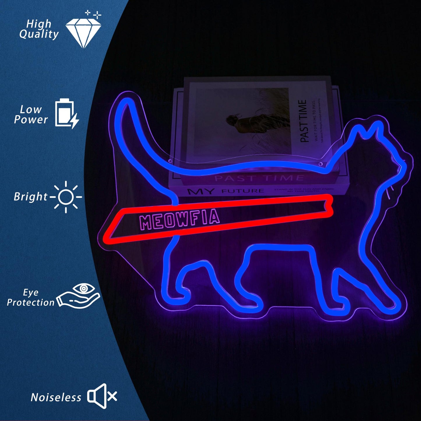 MEOWFIA Neon Sign for Wall Décor USB Powered Funny Cat Led Sign Dimmable Football Neon Light for Sport Bar Bedroom Game Room Gift for Sport Fans (16.7