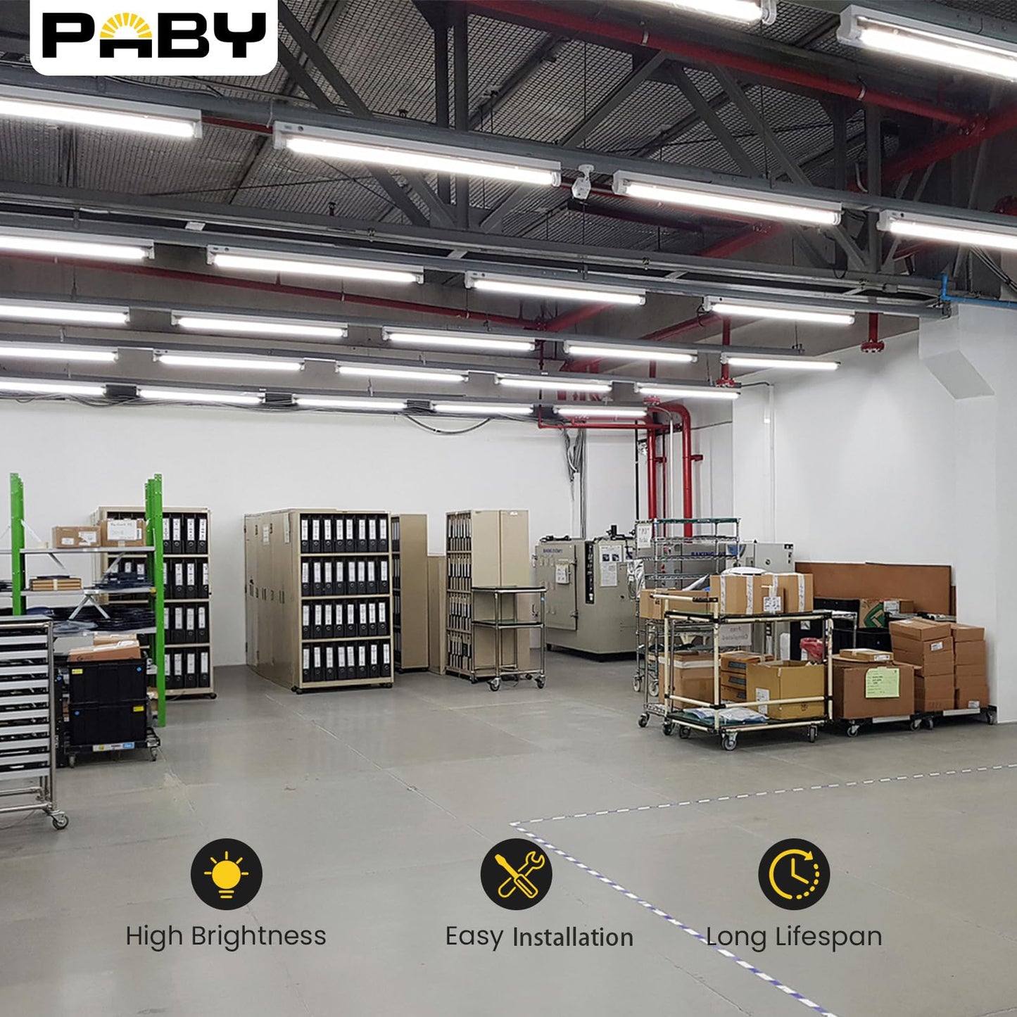 Paby 25 Pack 4FT LED T8 Type A+B Light Tube, 18W, Plug & Play or Ballast Bypass, 2250LM, 5000K, Single or Double End Power Input, 120-277V, T8 T10