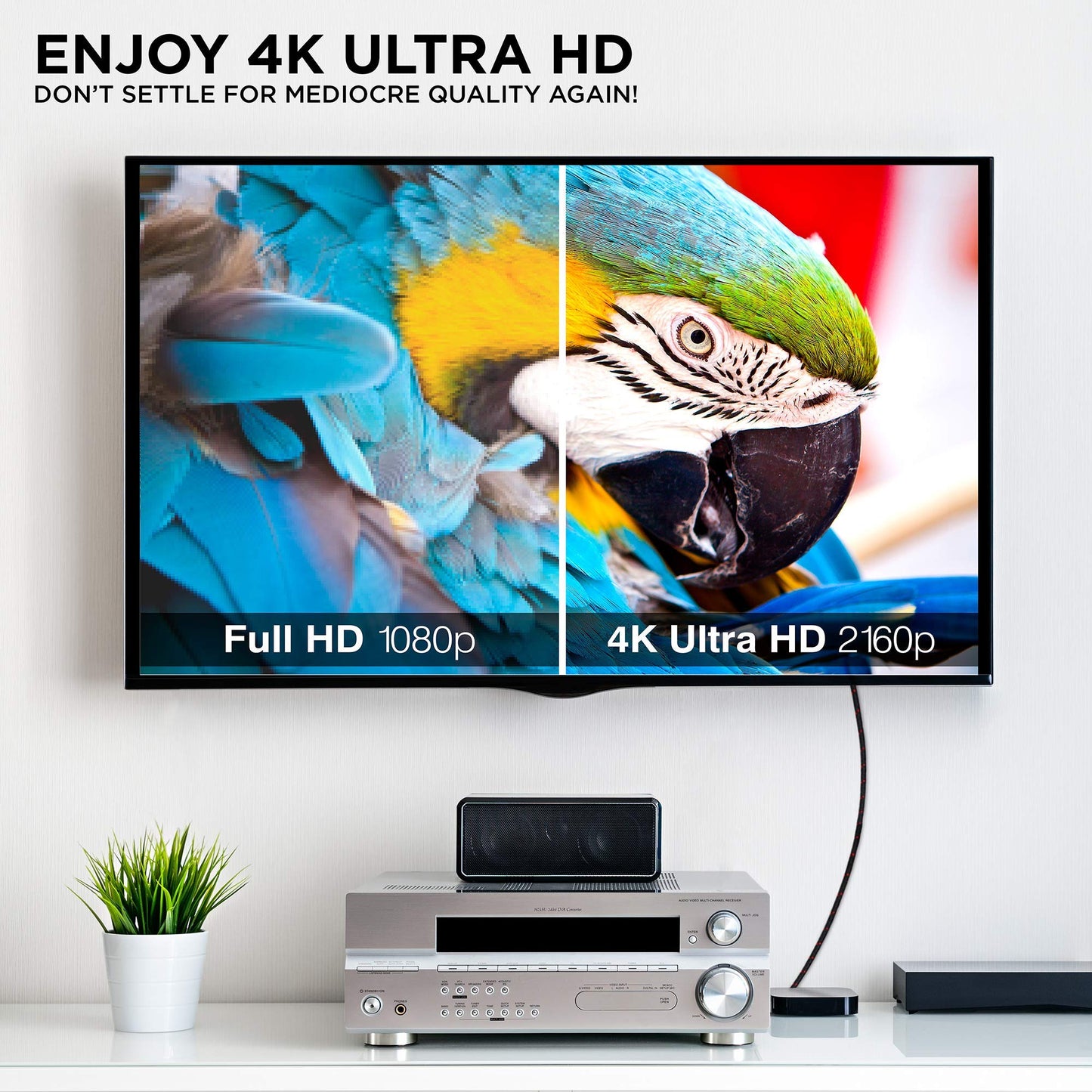 4K HDMI 2.0 Cable 3 ft. [10 Pack] by RitzGear. 18 Gbps Ultra High Speed Braided Nylon Cord & Gold Connectors - 4K@60Hz/UHD/3D/2160p/1080p/ARC