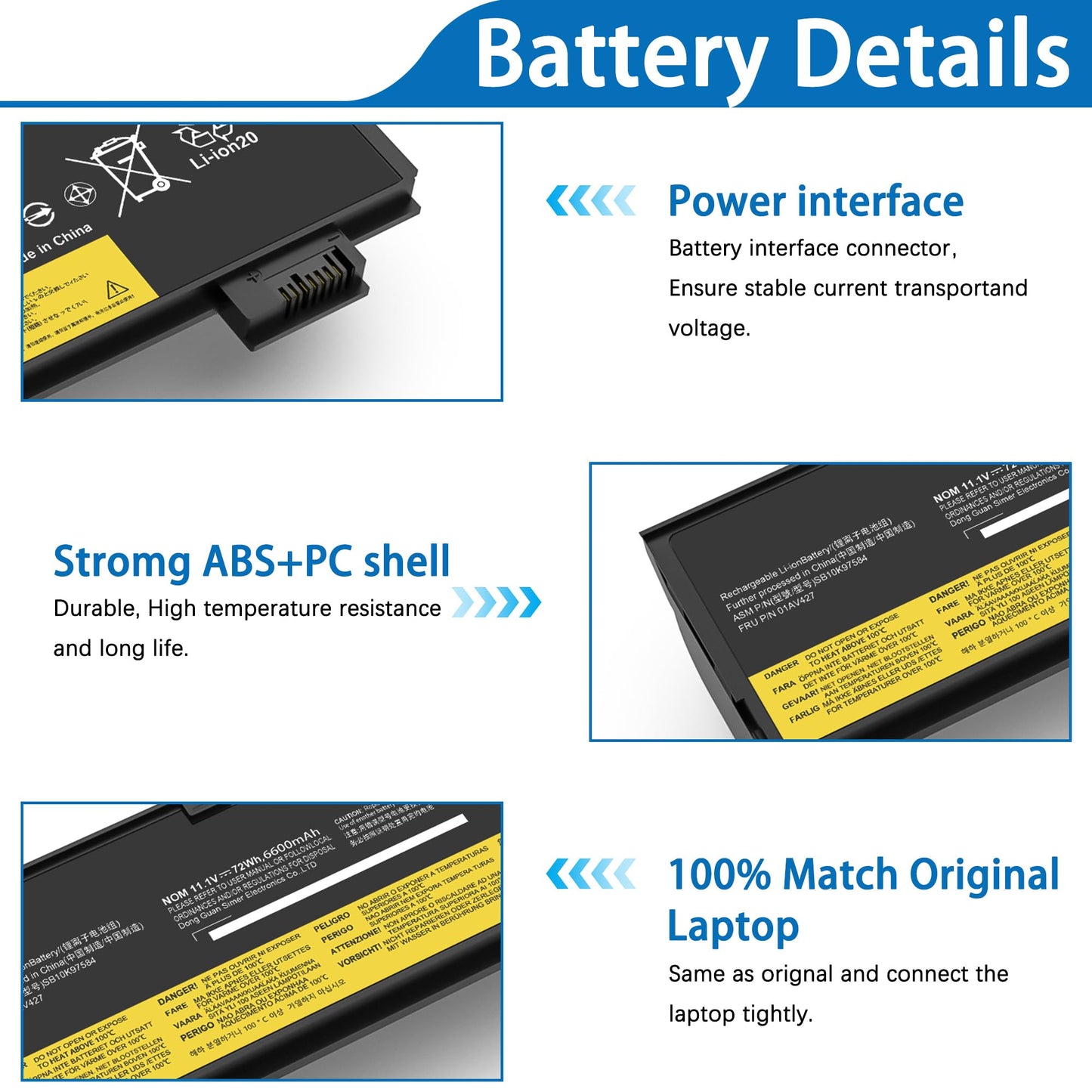 TUXIFPKU 72Wh 61++ 01AV427 01AV425 Laptop Battery Compatible with Lenovo ThinkPad T470 T480 P51S P52S TP25 T570 T580 A485 A475 Series SB10K97584