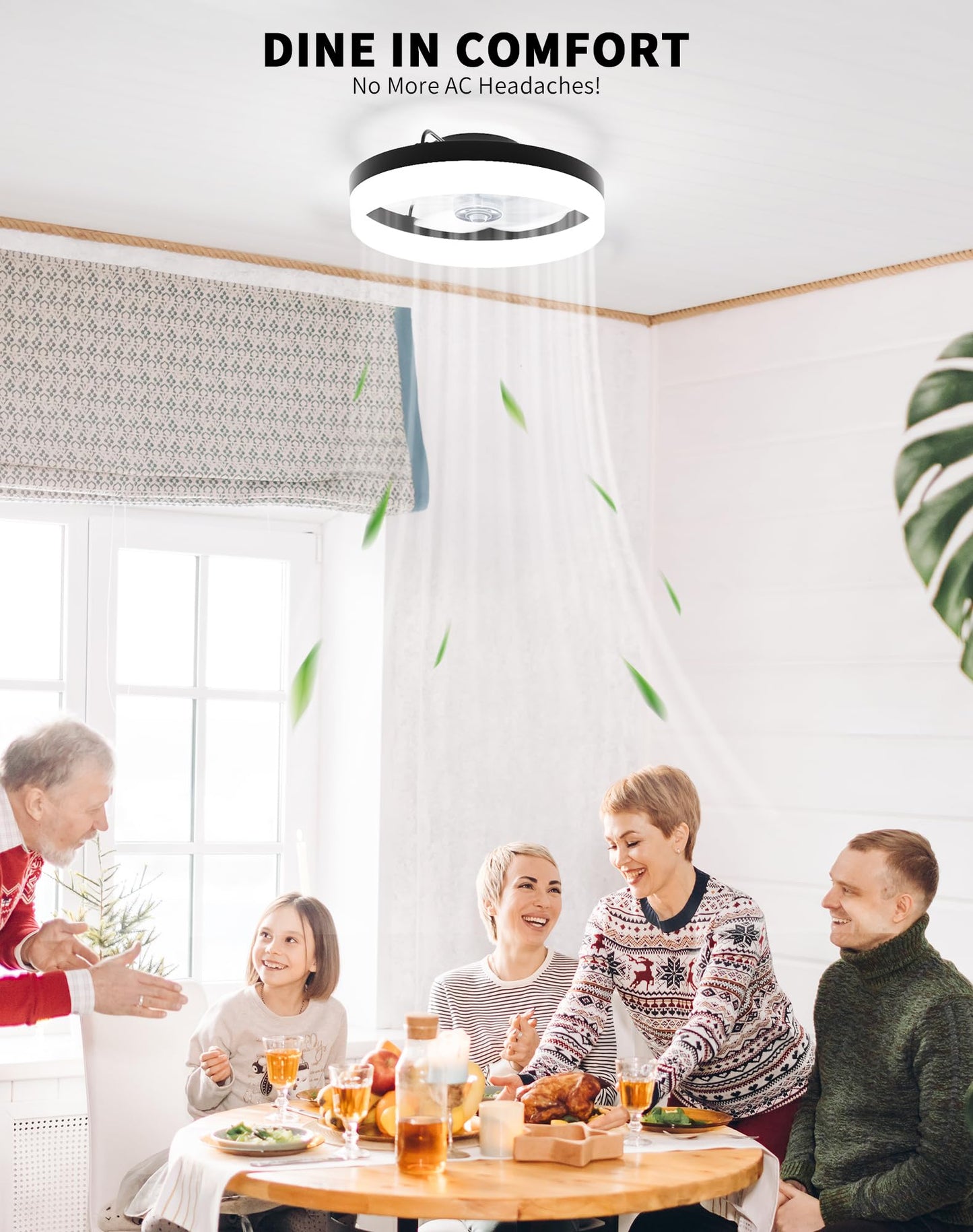 Modern Ceiling Fans with Lights, 20 inch Low Profile Ceiling Fan with Light, Remote and App Control, Stepless Color Temperature Change and 6 Speeds