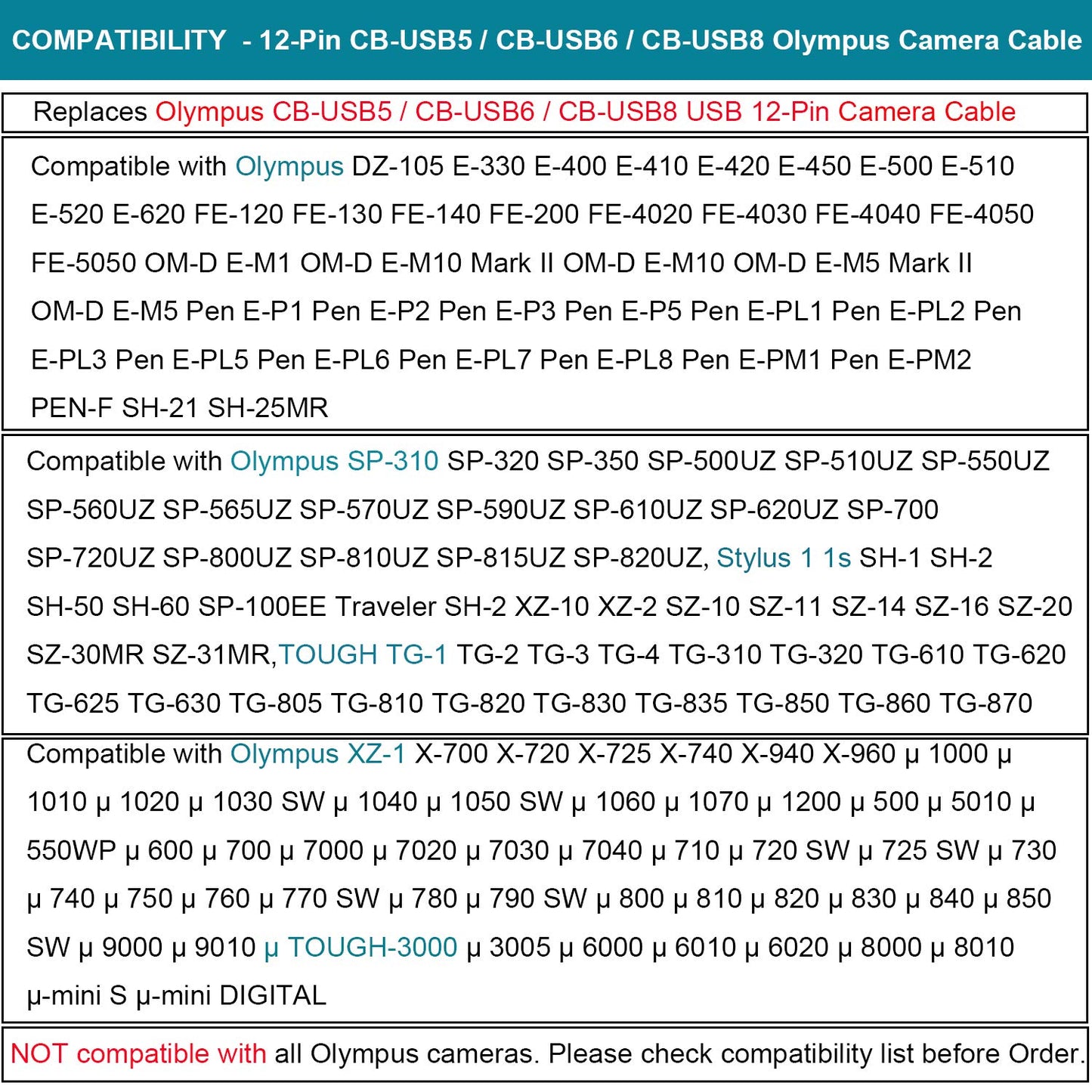 MaxLLTo™ USB PC Data+Battery Charger Cable Cord Lead for Olympus Camera Stylus TG-830 iHS