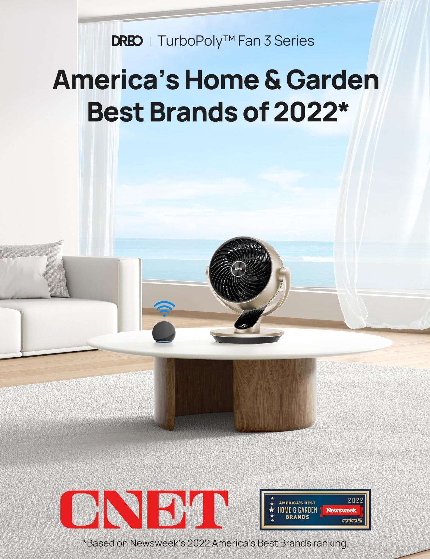 DREO Smart Desk Fan for Bedroom, 13" H Whole Room Air Circulator Fan, 120° Vertical Manual +90° Oscillating Fan with Voice/Google/Alexa, 70 ft, 4
