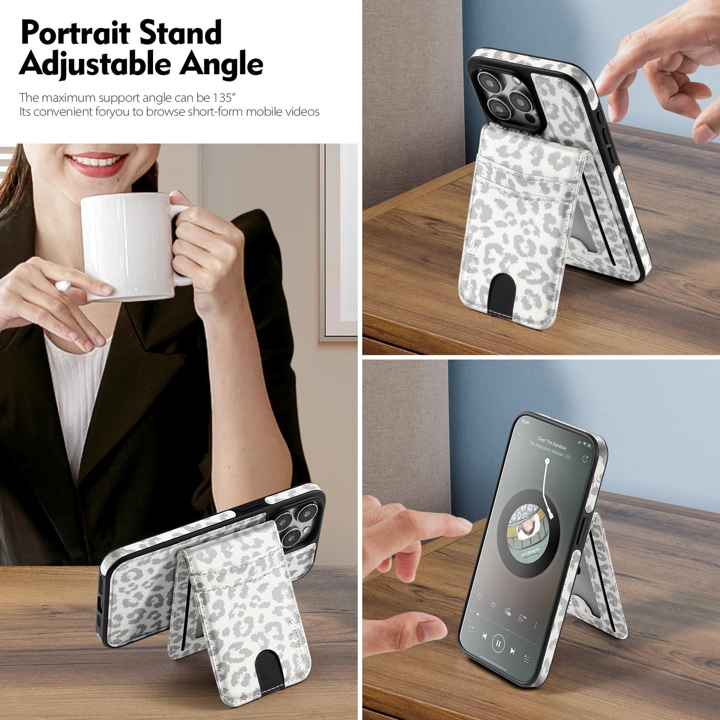 SkyEagle for Compatible Magsafe Magnetic 2 in 1 Detachable iPhone 14 Pro Max Wallet Case with Card Holder,Women Men,PU Leather RFID Blocking Flip