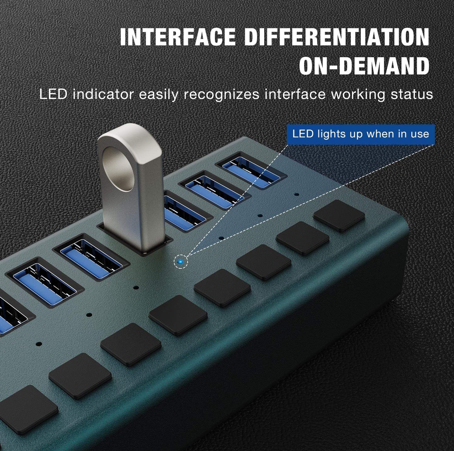 USB 3.0 Hub -16 Ports Powered USB Hub 90W USB Charging Hub with Individual On/Off Switches and 12V/7.5A Power Adapter and Multi-USB Port