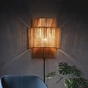 ATALUZ Rattan Farmhouse Plug in Wall sconces for Bedroom, Vintage Fabric Ambient Wall lamp