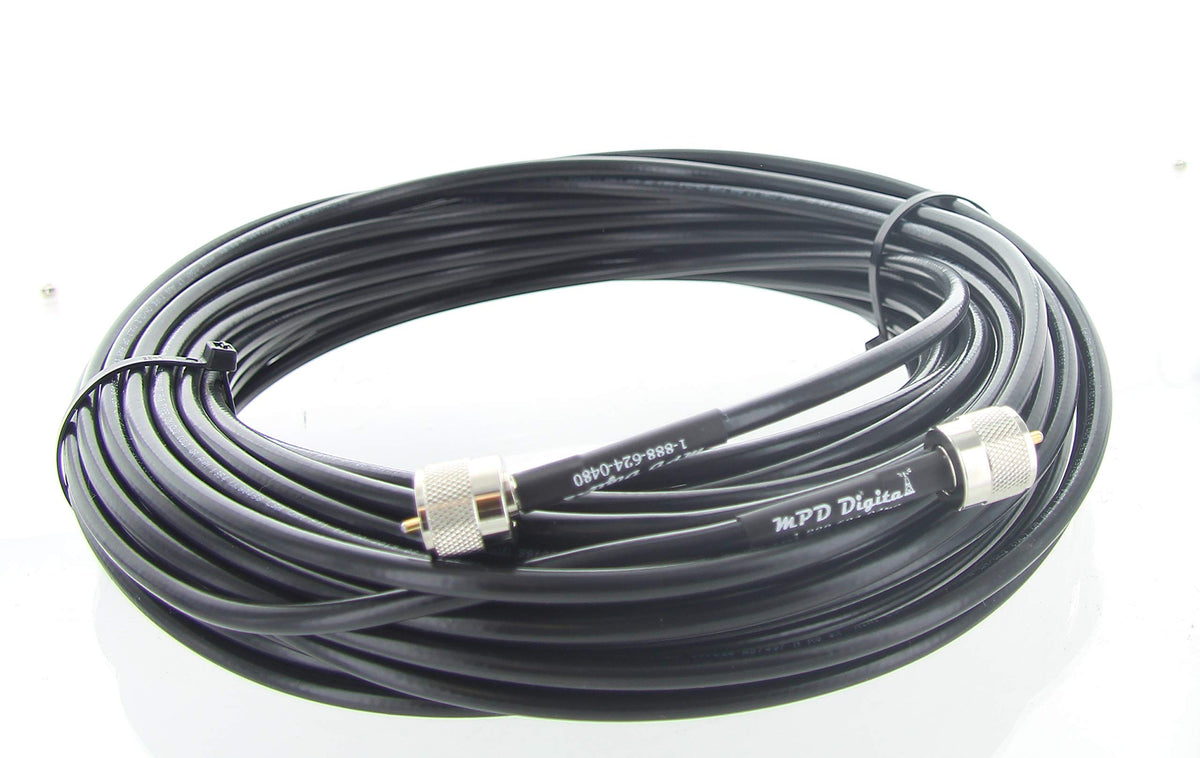 MPD Digital I RG8X Coax Cable I UHF PL259 Male to UHF PL259 Male Connector I 50 Omh I RF, CB & AIS Mini-8, Jumper I Made in the USA I Black, 50